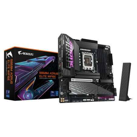 Gigabyte B860M AORUS ELITE WIFI6E | Processor family Intel | Processor socket LGA1851 | DDR5 | Supported hard disk drive interfa