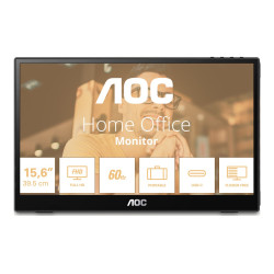 AOC 16T3EA | 16 " | IPS | FHD | 16:9 | 60 Hz | 4 ms | 1920 x 1080 pixels | 250 cd/m | Black