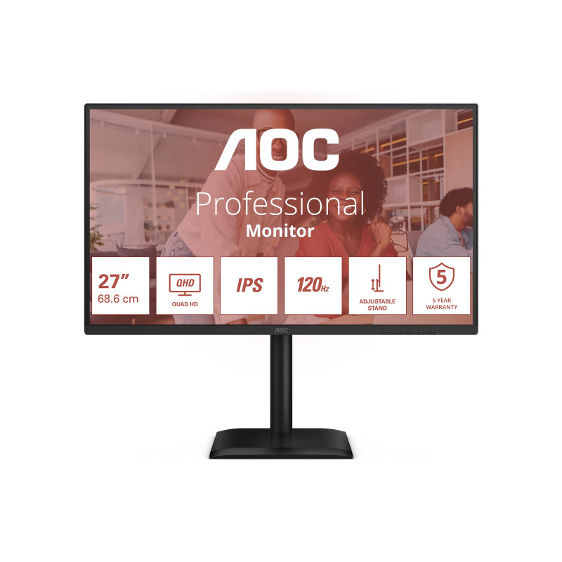 AOC Q27E4U | 27 " | IPS | QHD | 16:9 | 120 Hz | 4 ms | 2560 x 1440 pixels | 350 cd/m | HDMI ports quantity 1