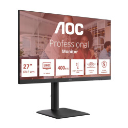 AOC U27E4CV | 27 " | IPS | UHD | 16:9 | 60 Hz | 4 ms | 3840 x 2160 pixels | 400 cd/m | HDMI ports quantity 2 | Black