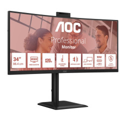 AOC CU34E4CW | 34 " | VA | UWQHD | 120 Hz | 4 ms | 3440 x 1440 pixels | 350 cd/m | HDMI ports quantity 2 | Black