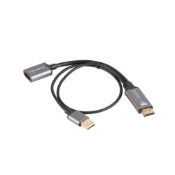 Lanberg HDMI (M) to Displayport (F) Adapter 4K on cable 20cm, Silver | AD-HD-DP-02