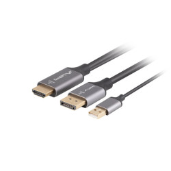 Lanberg HDMI (M) to Displayport (M) cable 4K, Black | CA-HDDP-20CU-0018-BK | 1.8 m