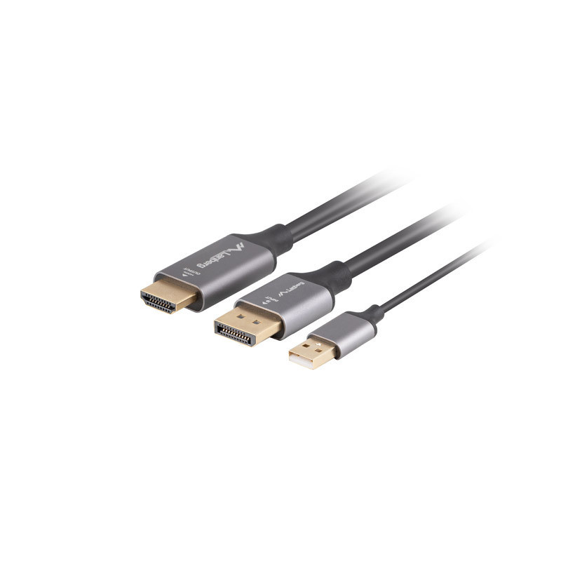 Lanberg HDMI (M) to Displayport (M) cable 4K, Black | CA-HDDP-20CU-0018-BK | 1.8 m