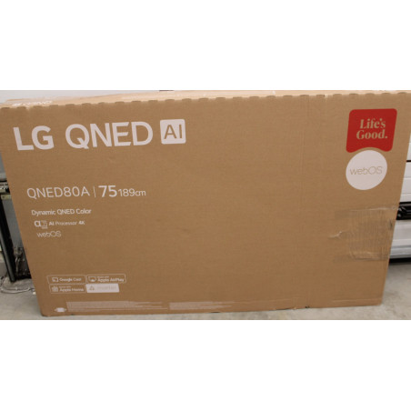 SALE OUT. LG 75QNED80A3A 75" (189 cm) LED LCD TV | LG TV | 75QNED80A3A | 75 | Smart TV | webOS 25 | 4K UHD | DAMAGED PACKAGING