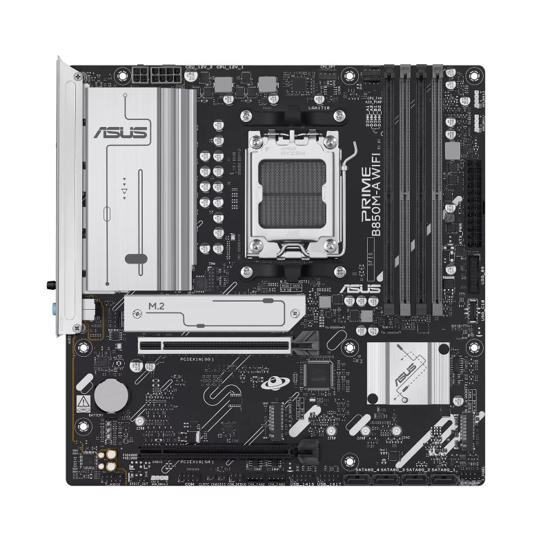 Asus PRIME B850M-A WIFI | Processor family AMD | Processor socket AM5 | DDR5 | Supported hard disk drive interfaces SATA, M.2 | 