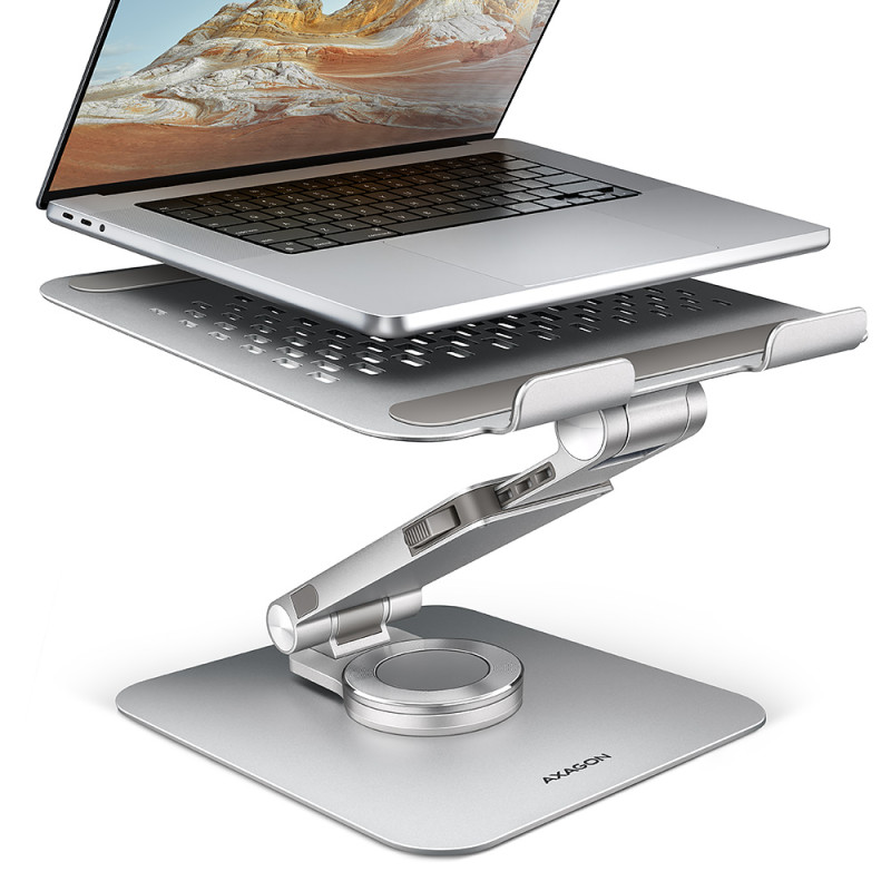 AXAGON Desk Mount | STND-LR stand with 360 rotation for laptops and tablets | Adjustable Height, Angle | 10-17.3 " | Aluminum