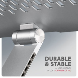 AXAGON Desk Mount | STND-LR stand with 360 rotation for laptops and tablets | Adjustable Height, Angle | 10-17.3 " | Aluminum