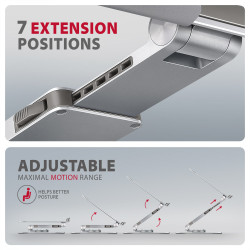 AXAGON Desk Mount | STND-LR stand with 360 rotation for laptops and tablets | Adjustable Height, Angle | 10-17.3 " | Aluminum