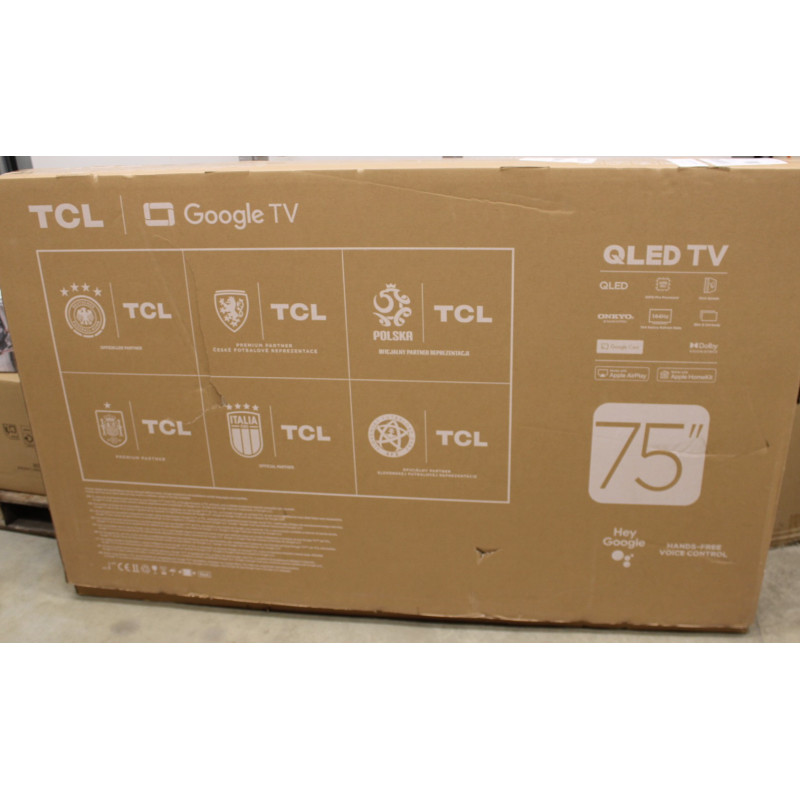 SALE OUT. TCL 75T8C 75" (189 cm) 4K QLED TV with Google TV | TCL 4K QLED TV | 75T8C | 75 | Smart TV | Google TV | Black | DAMAGE