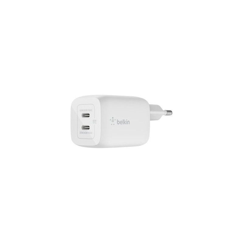 Belkin USB-C GaN PD PPS Dual Wall Charger, 65W | WCH013vfWH