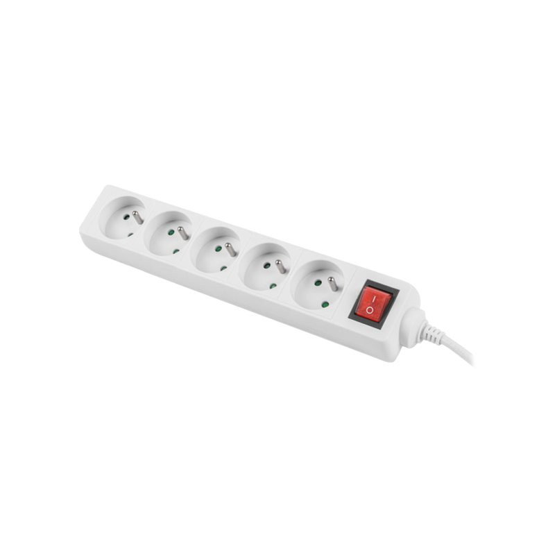 Lanberg Cable Power Strip, 5X French Outlets with Switch, Quality-Grade Copper, 3 m | PS1-05E-0300-W