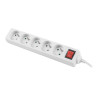 Lanberg Cable Power Strip, 5X French Outlets with Switch, Quality-Grade Copper, 3 m | PS1-05E-0300-W