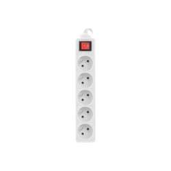 Lanberg Cable Power Strip, 5X French Outlets with Switch, Quality-Grade Copper, 3 m | PS1-05E-0300-W