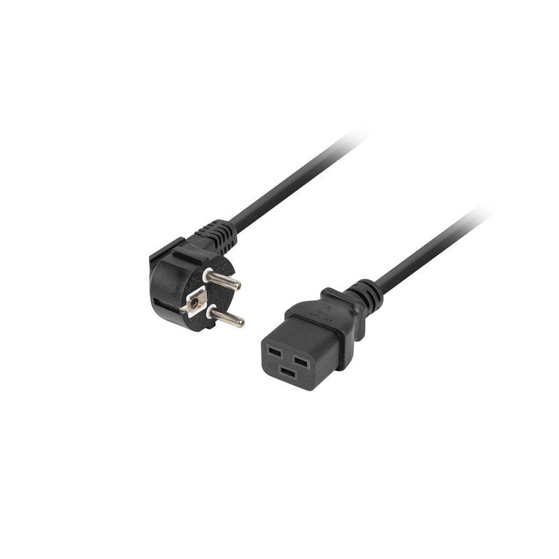 Lanberg | CEE 7/7- to IEC 320 C19 power cord, 16A VDE | CA-C19C-10CC-0018-BK
