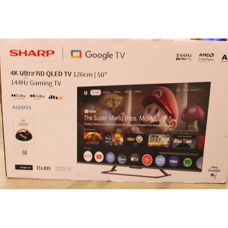 SALE OUT. Sharp 50HR7265E 50" (126cm) QLED 144Hz 4K Ultra HD Google TV, Dolby Vision, Dolby Atmos, Central Stand | Sharp 50HR726