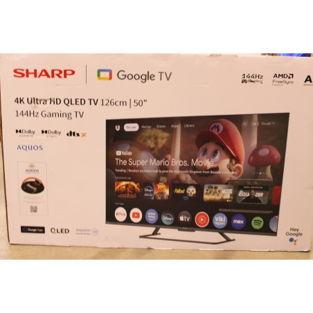 SALE OUT. Sharp 50HR7265E 50" (126cm) QLED 144Hz 4K Ultra HD Google TV, Dolby Vision, Dolby Atmos, Central Stand | Sharp 50HR726