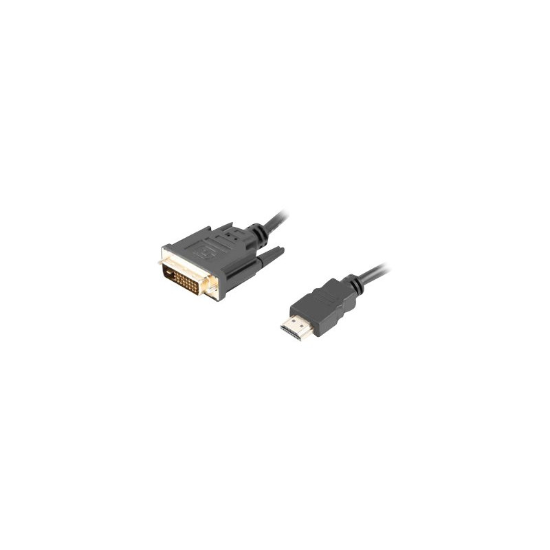 Lanberg HDMI to DVI-D Cable Dual Link with Gold-Plated 4K Connectors | CA-HDDV-20CU-0018-BK | HDMI to DVI-D | 1.8 m