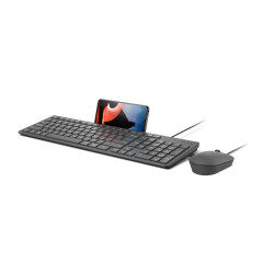 Lenovo Accessories 310 USB-A Wired Combo - US English | Lenovo Keyboard and Mouse | Wired with Phone holder | EN
