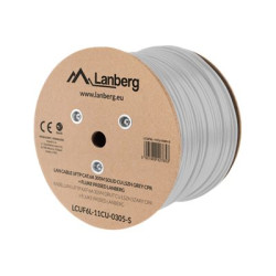 Lanberg | LAN Cable CAT.6A UFTP 305M Solid CU LSZH Grey CPR + Fluke Passed | LCUF6L-11CU-0305-S