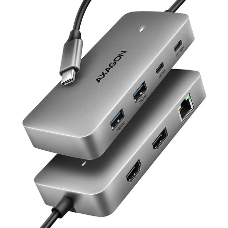 AXAGON USB-C 10Gbps DUAL 4K DISPLAY 7in1 hub | HMC-CUB83X2