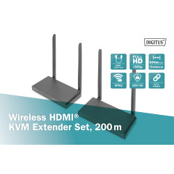Digitus | Wireless HDMI KVM Extender Set, 200 m | DS-55321
