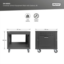 Digitus Universal 19-Inch Equipment Rack with Castors, 8U | DN-48000