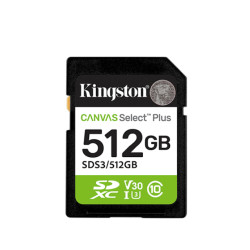Kingston Canvas Select Plus | 512 GB | SD | Flash memory class Class 10, UHS-I, U1/U3, Video Class 10/30