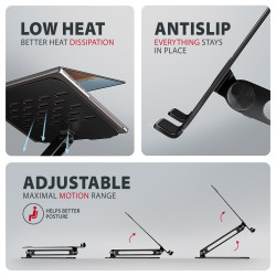 AXAGON STND-LQB stand for notebooks and tablets | Adjustable Height, Angle | 10-17.3 " | Maximum weight (capacity) 5 kg | Black