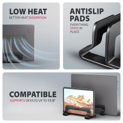 AXAGON STND-VB vertical stand for laptops and tablets | Adjustable width | 10-17.3 " | Black