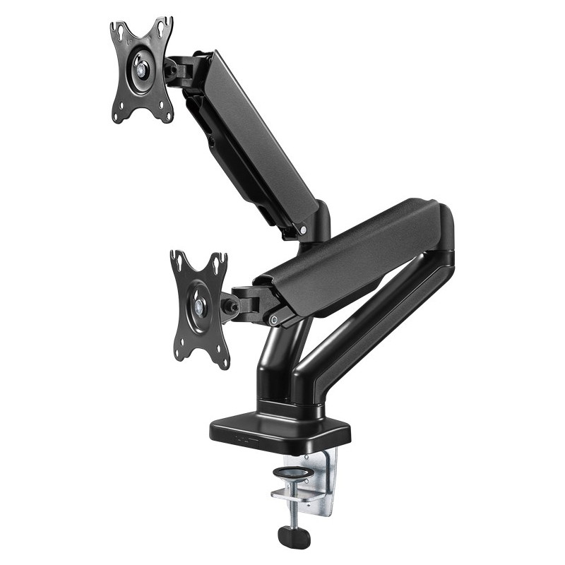 Goobay Desk Mount | Double Monitor Mount with Gas Spring | Swivel, Tilt, Rotation | 17-32 " | Maximum weight (capacity) 9 kg | B