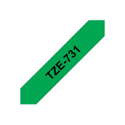 Brother | TZe-731 Laminated Tape | Black on Green | TZe | 8 m | 1.2 cm