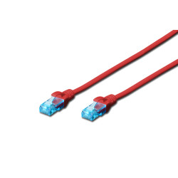 CAT 5e U-UTP | Patch cord | PVC AWG 26/7 | Boots with kink protection, strain relief and latch protection | Red | 0.5 m | Modula