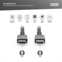 Digitus 8K HDMI Ultra High Speed Connection Cable | DB-330200-020-S | 2 m