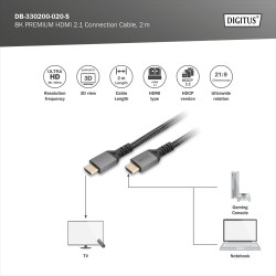 Digitus 8K HDMI Ultra High Speed Connection Cable | DB-330200-020-S | 2 m
