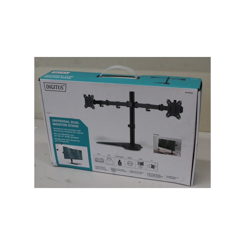 SALE OUT. DIGITUS Dual Monitor Stand | Digitus Desk Mount | DA-90401 | Adjustable Height, Rotate, Swivel | 15-32 " | Maximum wei
