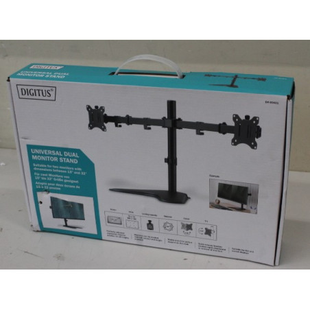 SALE OUT. DIGITUS Dual Monitor Stand | Digitus Desk Mount | DA-90401 | Adjustable Height, Rotate, Swivel | 15-32 " | Maximum wei