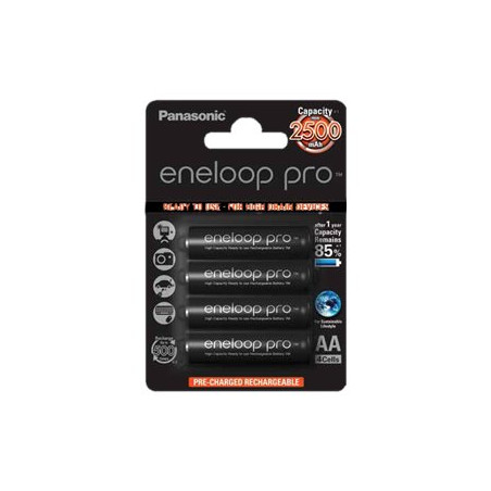 Panasonic | Rechargeable Batteries | ENELOOP Pro BK-3HCDE/4BE | AA | 2500 mAh | 4 pc(s)