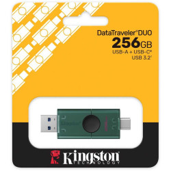 Kingston USB Flash Drive | DataTraveler Duo | 256 GB | USB Type-A and USB Type-C | Black/Green