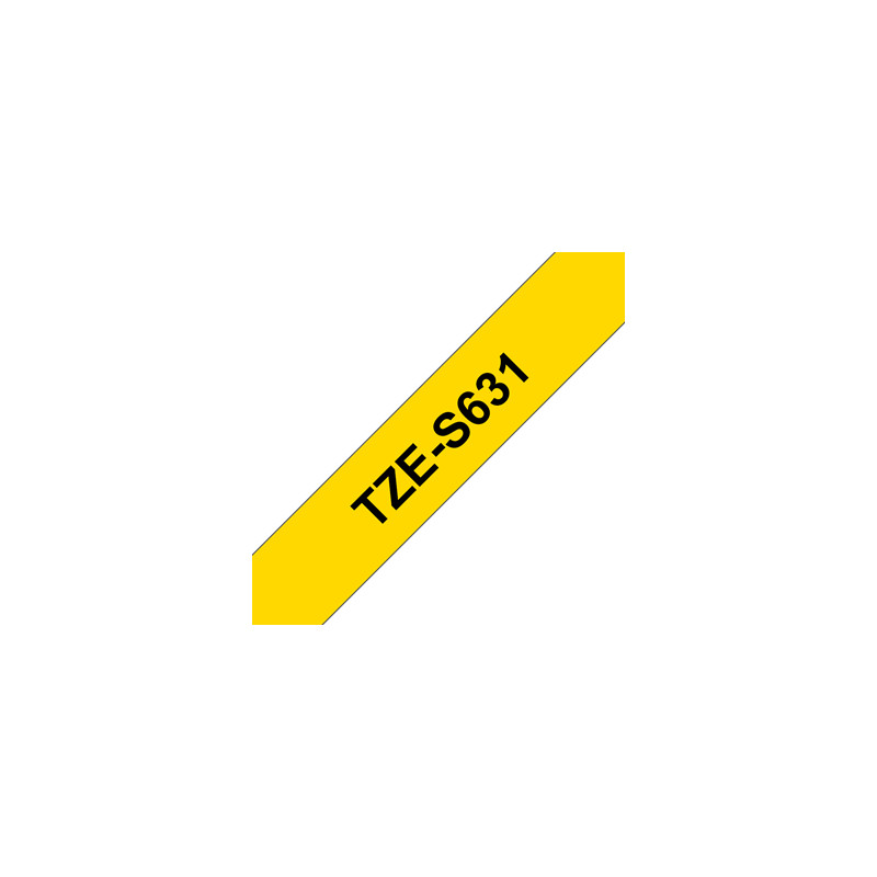 Brother | TZe-S631 Strong Adhesive Laminated Tape | Black on Yellow | TZe | 8 m | 1.2 cm