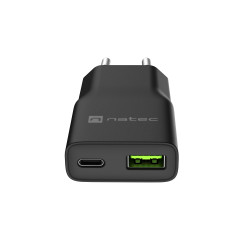 Natec Ribera USB Charger Gan Slim USB 1X USB-A + 1X USB-C 20W | NUC-2377