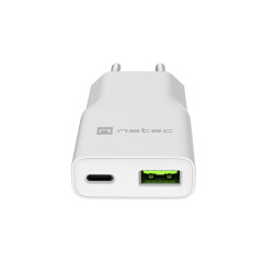 Natec Ribera USB Charger Gan Slim USB 1X USB-A + 1X USB-C 20W | NUC-2376