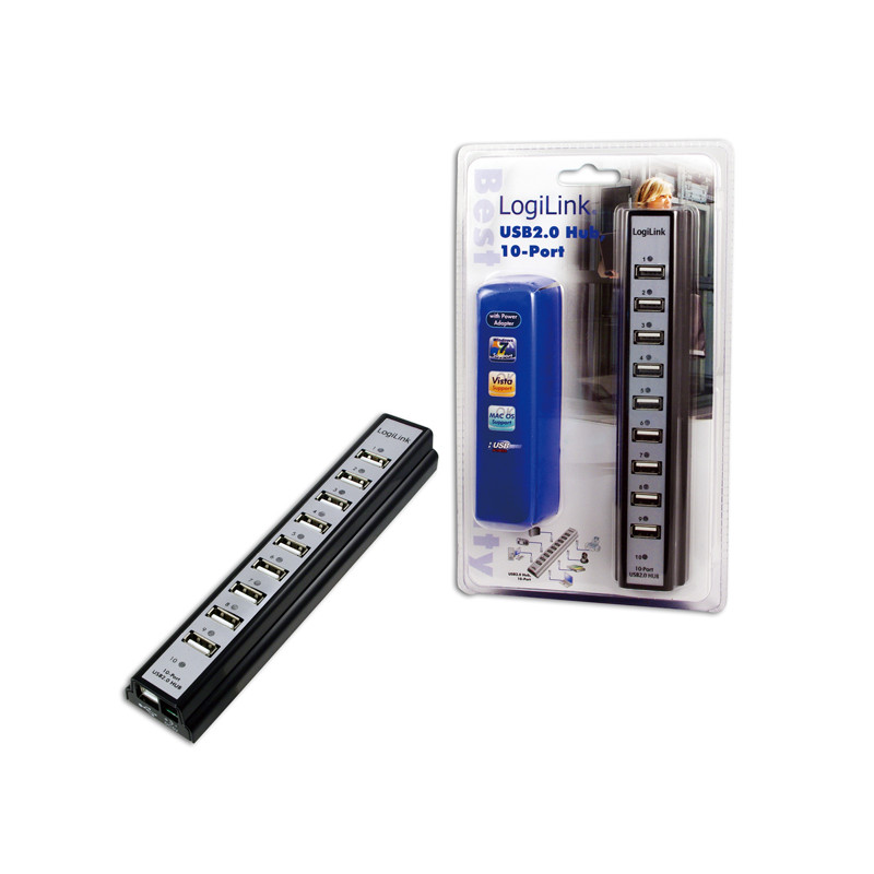 Logilink | USB 2.0 Hub-10 port whit power adapter