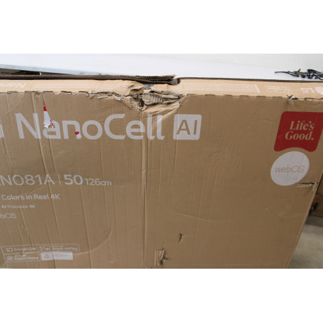 SALE OUT. LG 50NANO81A3A | 50 | Smart TV | webOS 25 | UHD | Black | DAMAGED PACKAGING