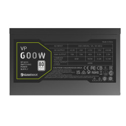 Gamemax Power Supply, 80 PLUS, Standard | VP 600S | 600 W