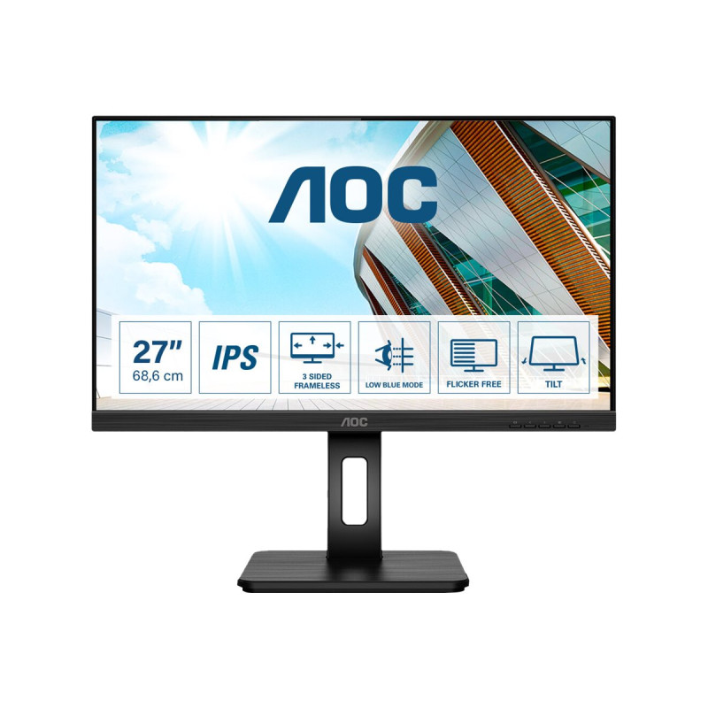 AOC | LED Monitor | 27P2Q | 27 " | IPS | FHD | 16:9 | 75 Hz | 4 ms | 1920 x 1080 | 250 cd/m | Headphone out (3.5mm) | HDMI ports