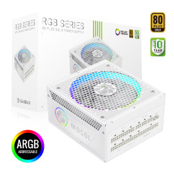 Gamemax Power Supply, 80 PLUS, Gold | RGB 1050G WH | 1050 W