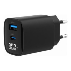 Gembird TA-UC-PDQC30LCD-BK-01 2-port 30W USB fast charger, LCD, black | Gembird