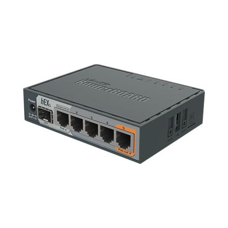 Mikrotik Wired Ethernet Router RB760iGS, hEX S, Dual Core 880MHz CPU, 256MB RAM, 16 MB (MicroSD), 5xGigabit LAN, 1xSFP, USB, IPs
