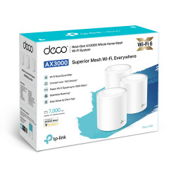 AX3000 Whole Home Mesh Wi-Fi 6 System | Deco X60(3-pack) | 802.11ax | 575+2400 Mbit/s | Ethernet LAN (RJ-45) ports 2 | Mesh Supp